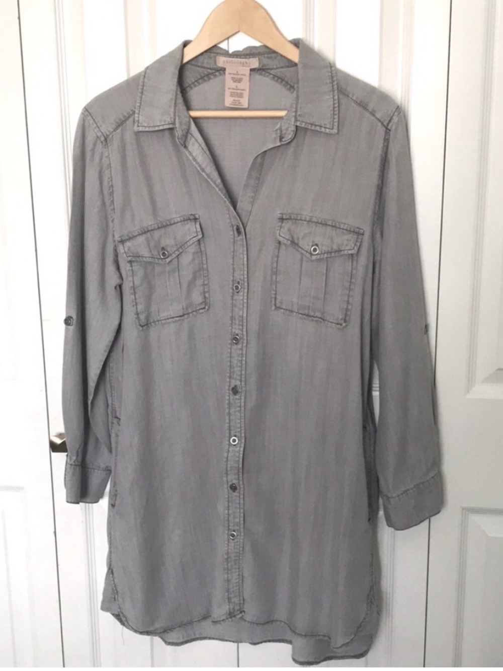 Philosophy Tencel Grey Button-Front Shirt Dress